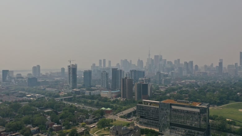 Haze covers the Toronto skyline